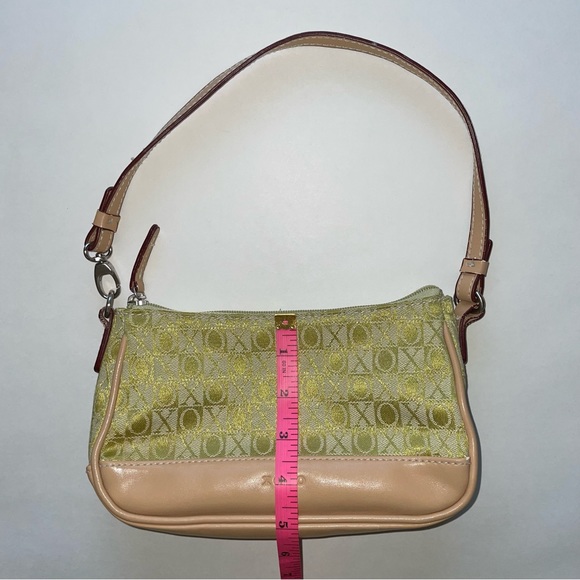 XOXO Y2K lime green tan mini shoulder bag purse inner zipper pocket 90s 2000s - Picture 11 of 12
